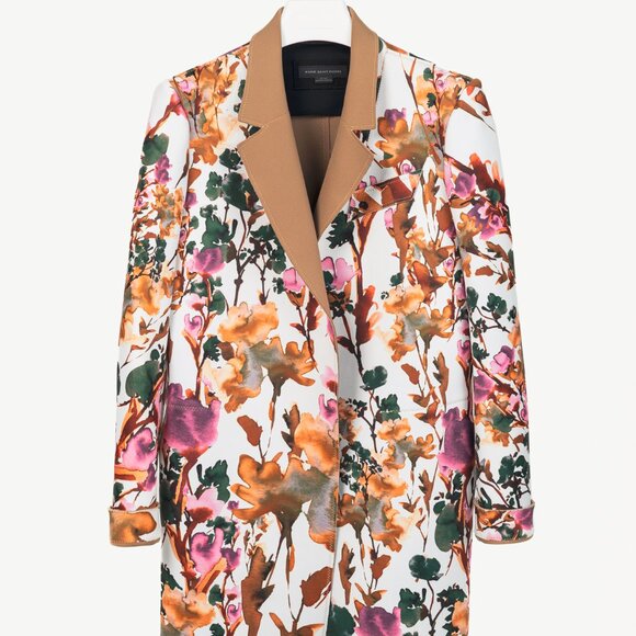 Marie Saint Pierre Redzepi Fall-Print & Sand Floral Neoprene Open-Front Jacket - Picture 2 of 11